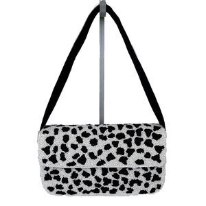 NWT America & Beyond Dalmatian Spotted Beaded Shoulder Bag Black & White Purse